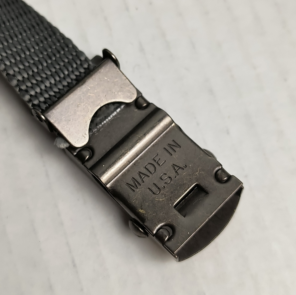 Sasson Vintage Buckle Belt Gold Tone Nylon Grey Size XS - Picture 2 of 6